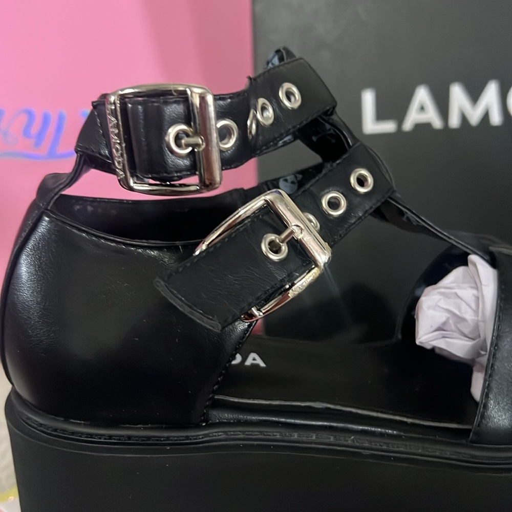 Dolls kill LAMODA JUST PEACHY PLATFORM SANDALS -black - Picture 6 of 10